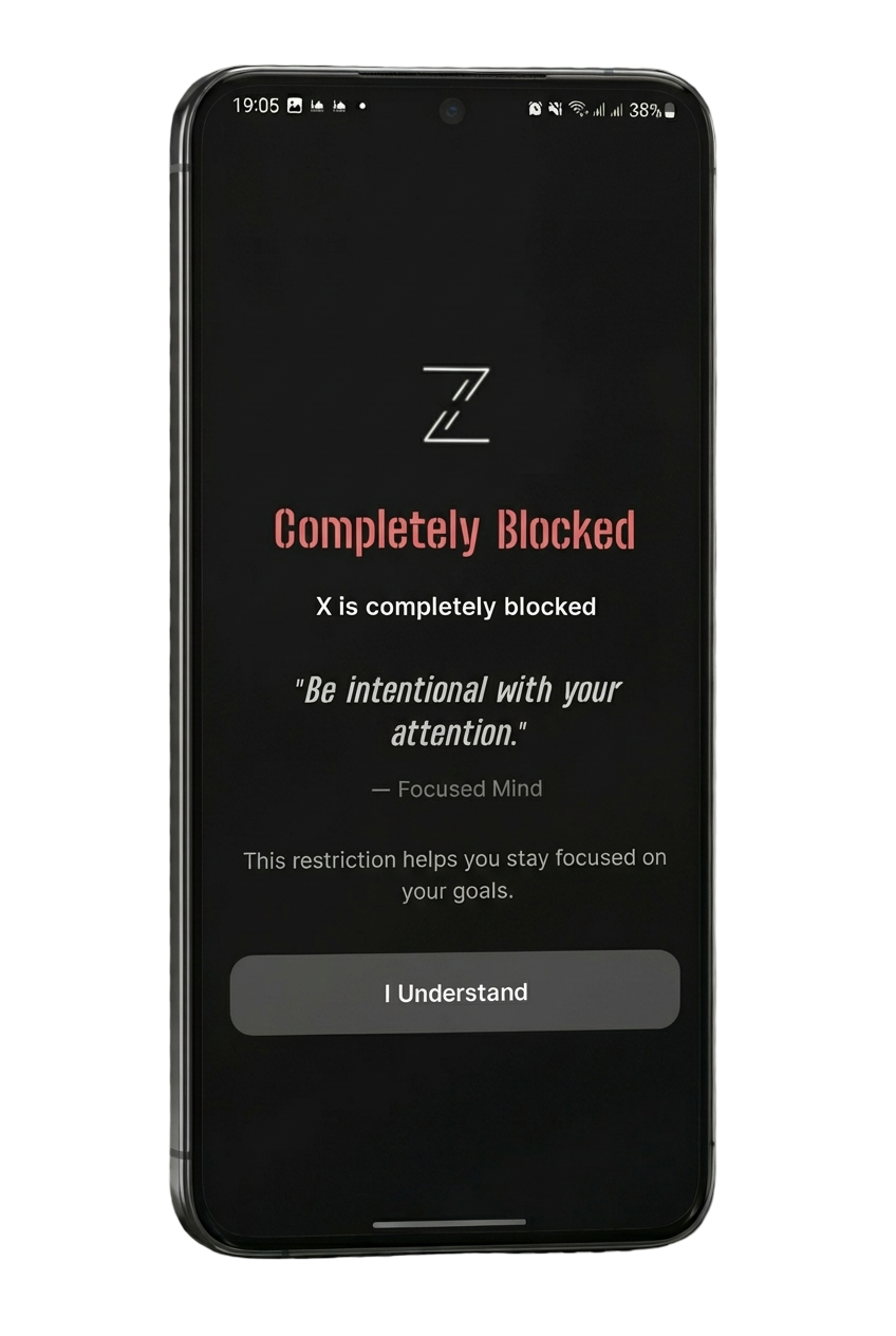 App blocker showcase with multiple phones