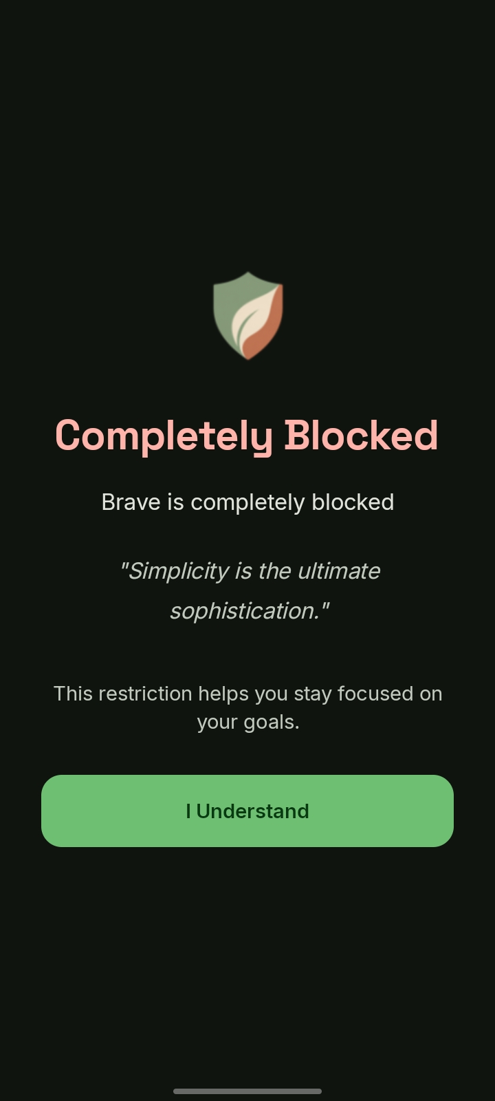 Blocked app screen